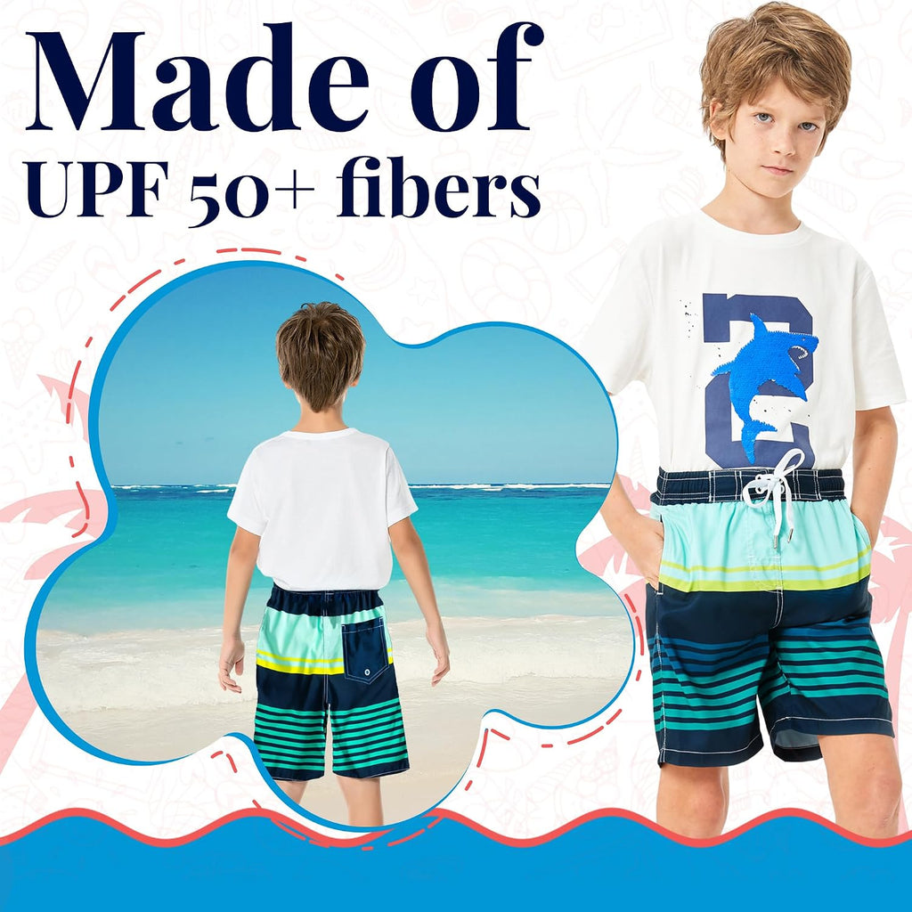 Boys Swim Trunks - Quick-Dry, Comfortable, /6 to 18/ Fun Patterns, Durable Design Boys Bathing Suit