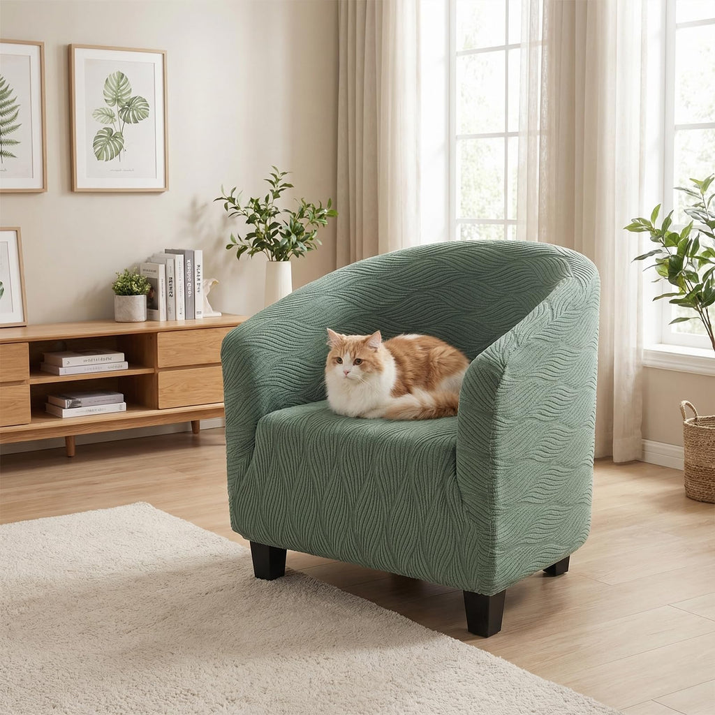 Club Chair Slipcover Stretch Round Barrel Chair Cover, Green