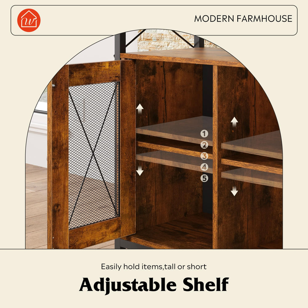TV Stand for 43 Inch TV, Small Entertainment Center with Storage Cabinet & Adjustable Shelves, Farmhouse Industrial