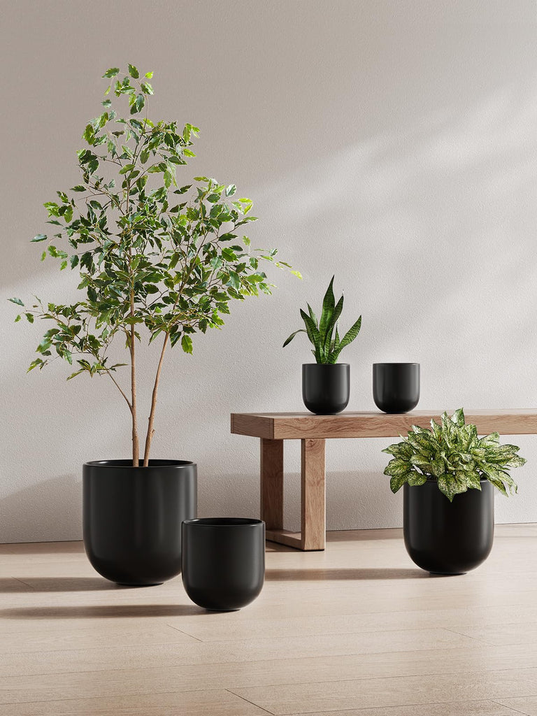 6 Inch Ceramic Plant Pot, Small Indoor Planter, Black
