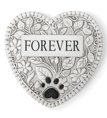 Pet Memorial Heart Stepping Stone - 10 Inch Cement Garden Tribute with Forever Inscription and Paw Print Design