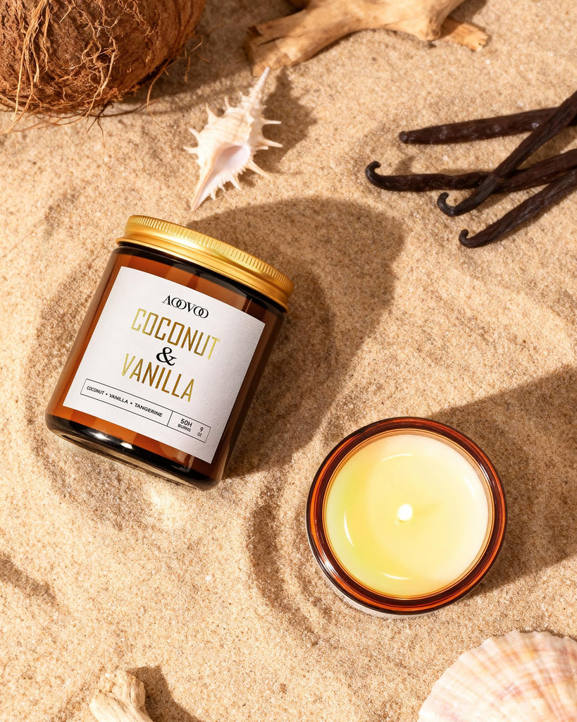 Coconut Vanilla Candles - 36 oz Scented Candles, Aromatherapy Candle, Soy Candle Scented