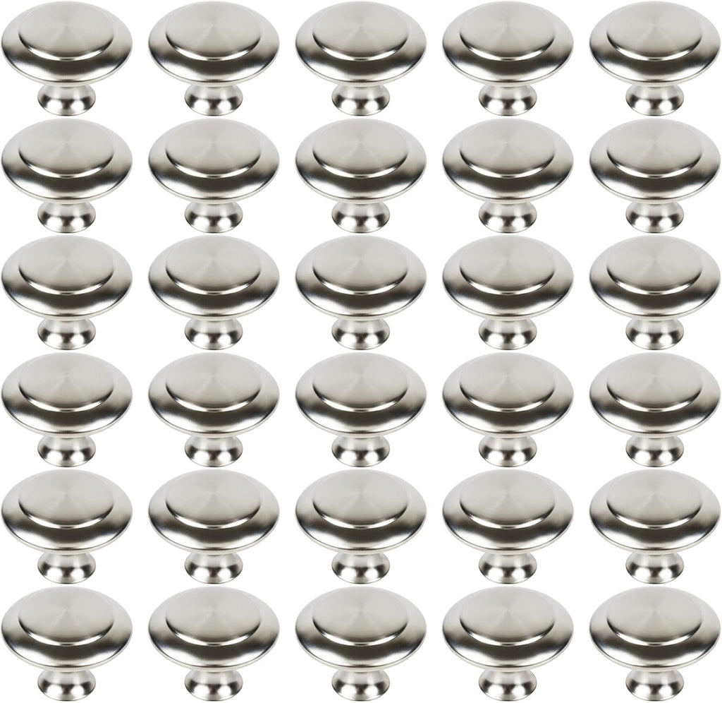 30 Packs Kitchen Cabinet Knobs Brushed Silver-Pull Hardware Handle,Drawer Knobs Door Drawer with Long Short Screws — 30