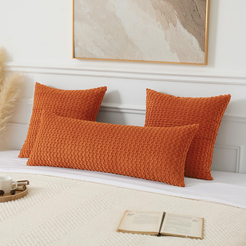 Fall 14x36 Inch Pillow Cover Pack of 1 Soft Boho Stripe Corduroy Large Long Rectangle Lumbar Cushion Cover Farmhouse