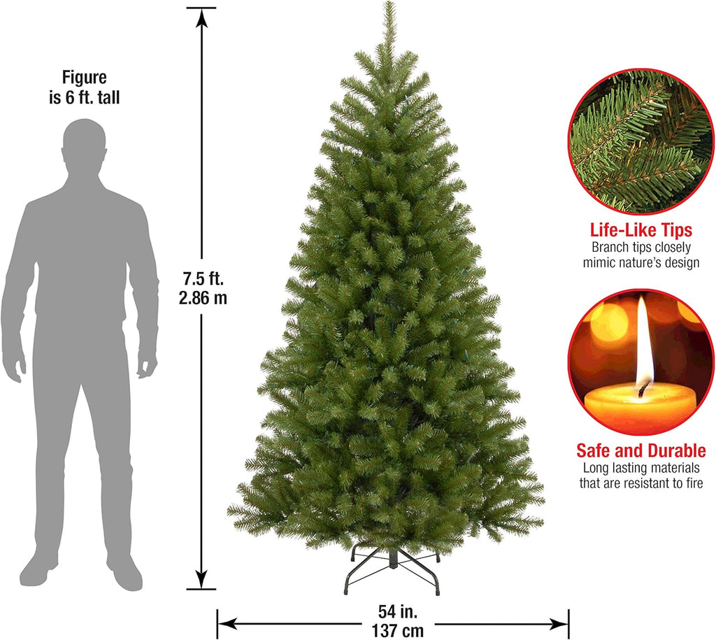Tree Company 7.5ft Unlit North Valley Spruce Christmas Tree | 1,346 Tips, Includes Stand, Artificial, Green