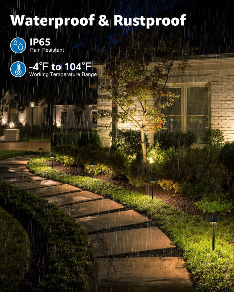 All-in-ONE Landscape Lighting Kit 6-Pack LED Outdoor Pathway Lights, 2-Pack Spotlights, 60W Transformer, 100FT 16/2