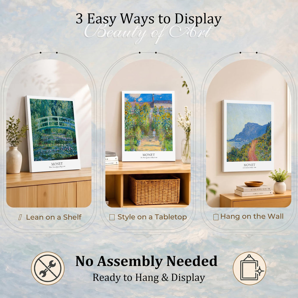 Gallery Wrapped Canvas Art, Water Lilies and Japanese Bridge, 16x20IN
