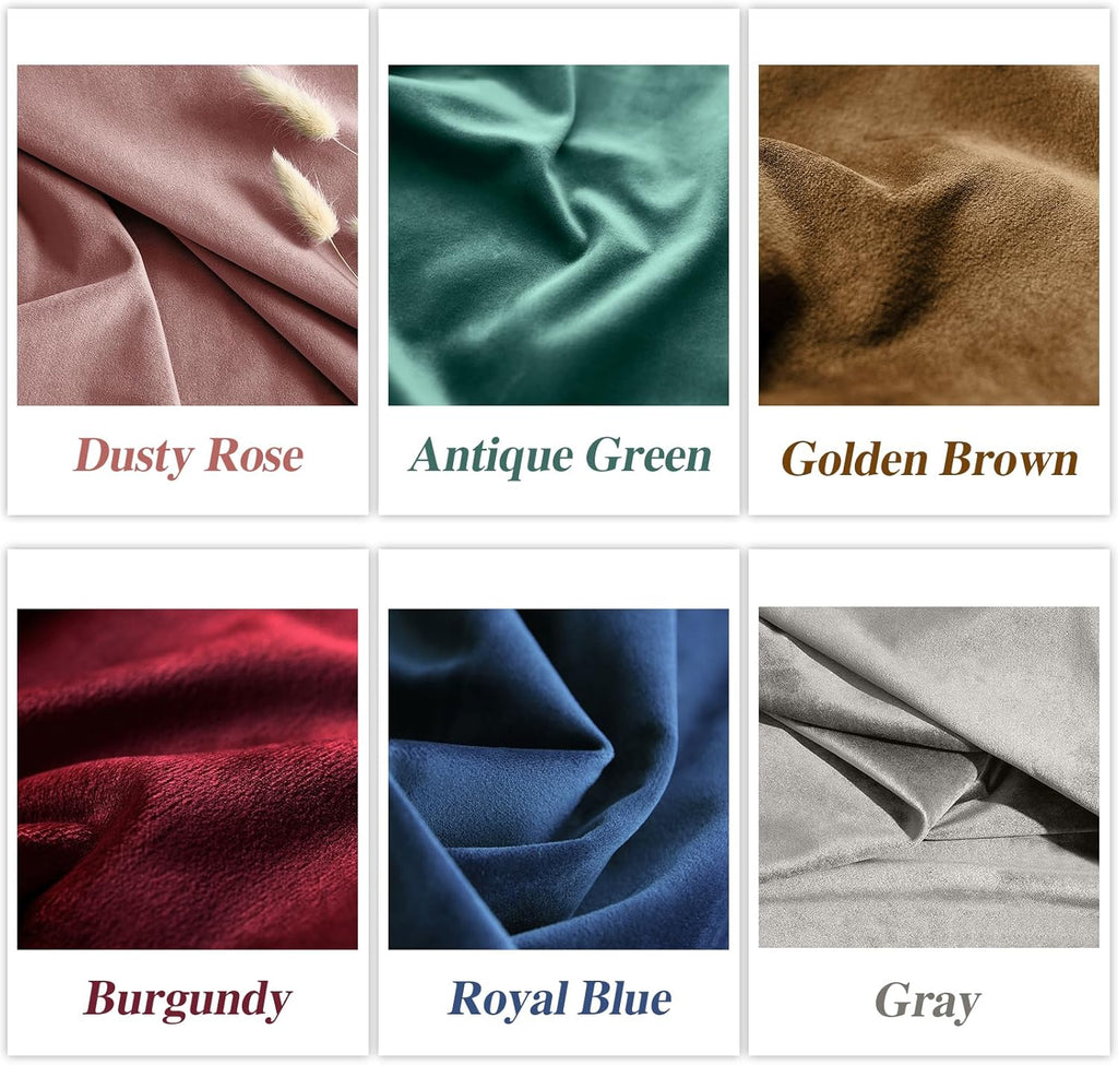 Luxury Pom Poms Velvet Curtains for Bedroom Living Room, Vintage Room Darkening Rod Pocket Window Decorative Drapes