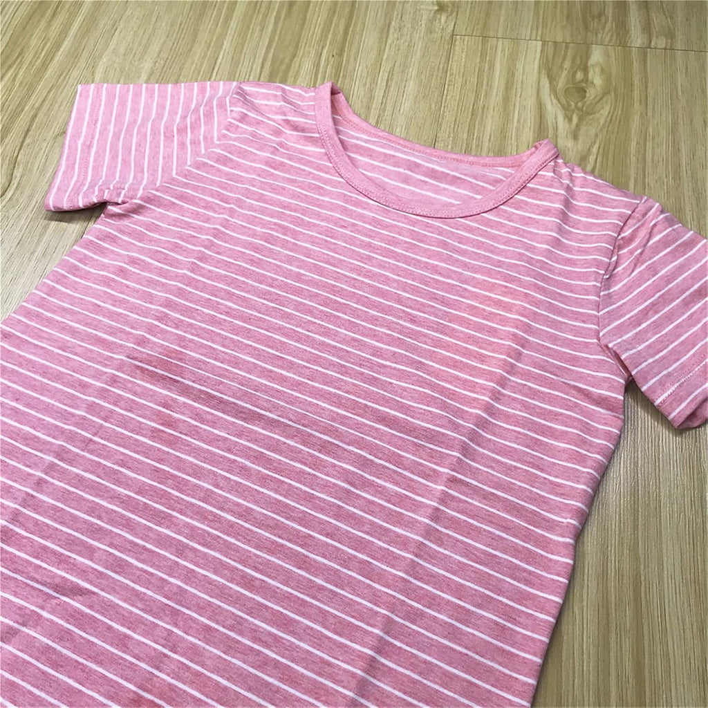 Girl's Stripes Nightgowns Cotton Sleep Shirts Sleepwear Princess Nightdress
