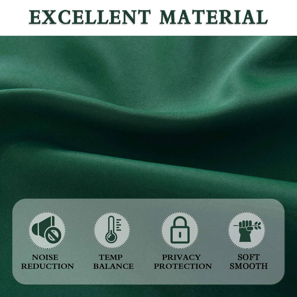 Hunter Green Blackout Thermal Insulating Window Curtain Panels with Rod Pocket (52 x 72 Inches, 2 Panels)