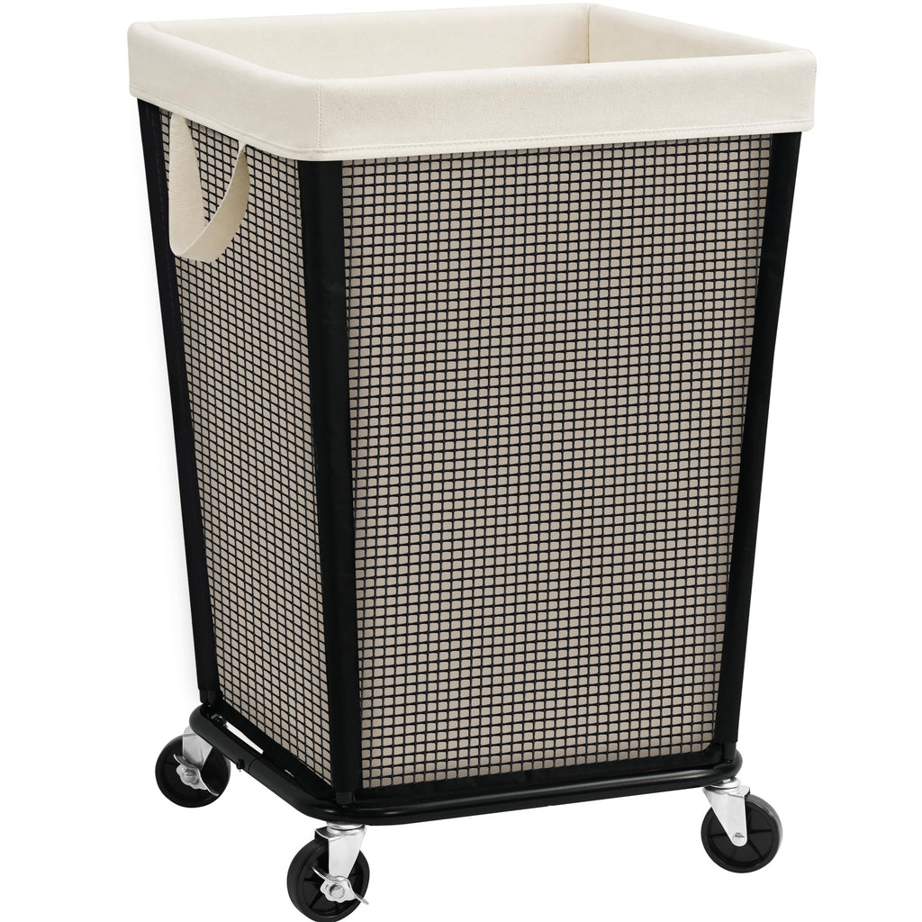 160L Rolling Laundry Hamper with Wheels, Laundry Basket, Beige