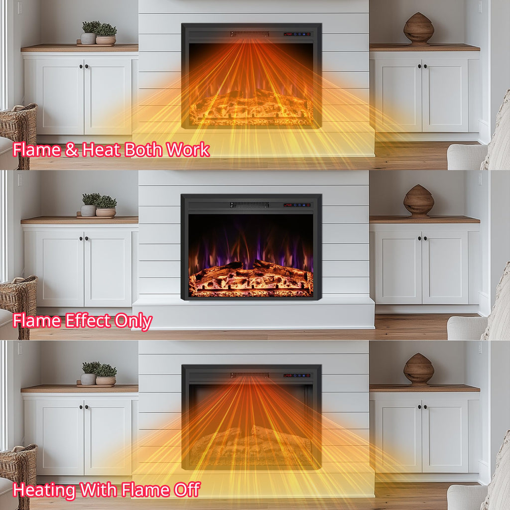 30" Width Electric Fireplace Inserts with Adjustable Flame Colors, Fireplace Heater with Touch Screen & Remote