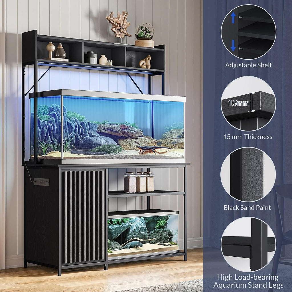 52 in Aquarium Stand - Black Ebony