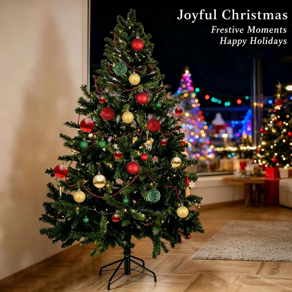 Christmas Balls Tree Ornaments Set, Shatterproof Xmas Decorations Set with Reusable Hand-held Gift Package - Set of 100