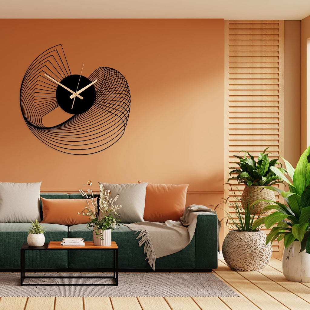 Abstract Large Metal Wall Clock - Modern Kinetic Sculpture Wall Art | Unique Geometric Silent Clock & Contemporary