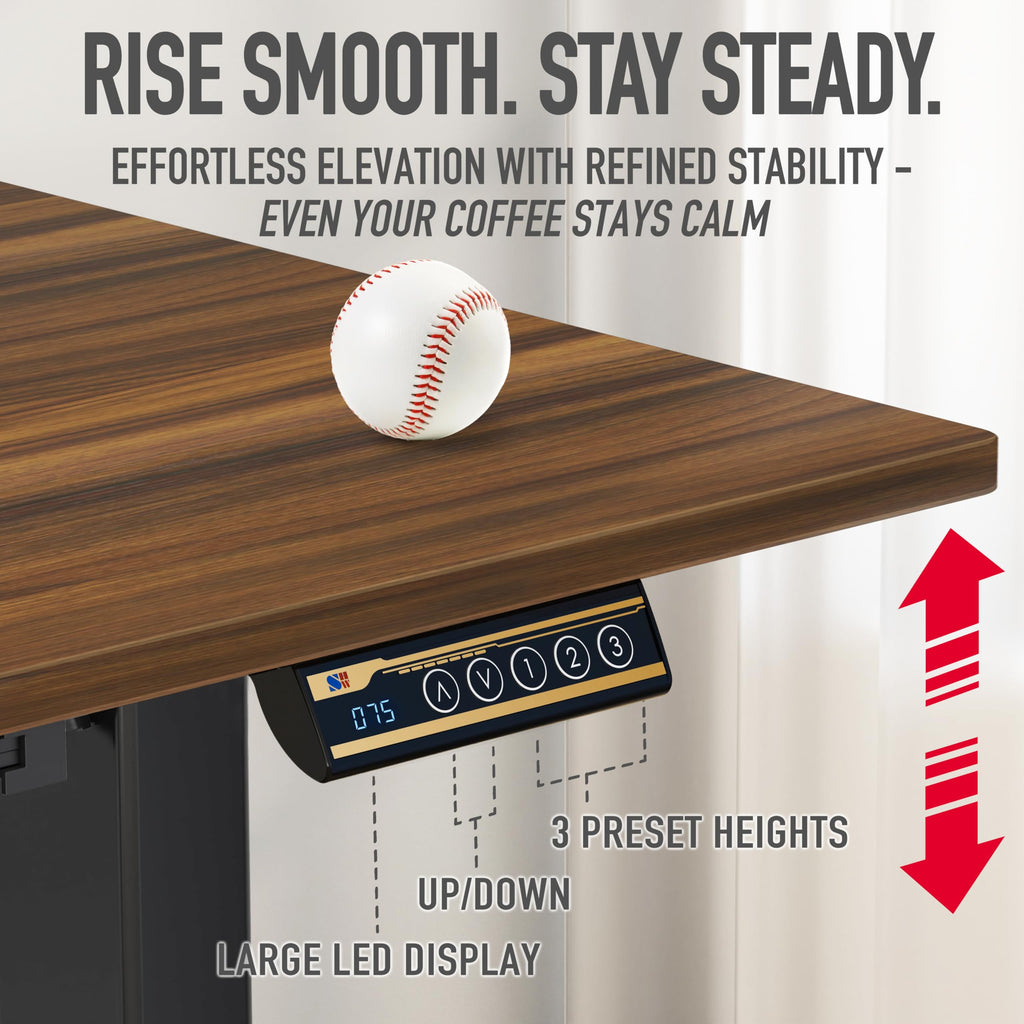 40-Inch Mobile Height Adjustable Standing Desk w/Drawer, Walnut