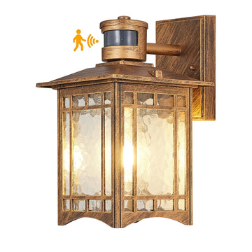 Brown Motion Sensor Outdoor Lights Wall Mount - Dusk to Dawn Exterior Light Fixture for Outside House Porch Patio