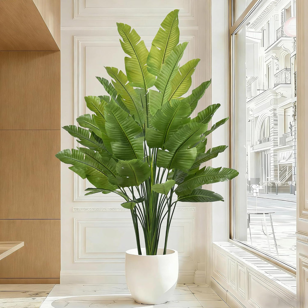 Bird of Paradise Plant Artificial 7.5FT - Tall Faux Plants Indoor with 34 Lifelike Leaves & Trunks, 96" Large Fake