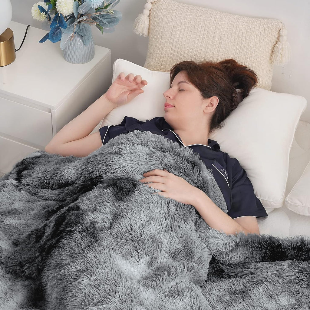 Soft Faux Fur and Sherpa Shaggy Throw Blanket,Reversible Warm Thick Fleece Fuzzy Shag Throws, Luxury Furry Plush