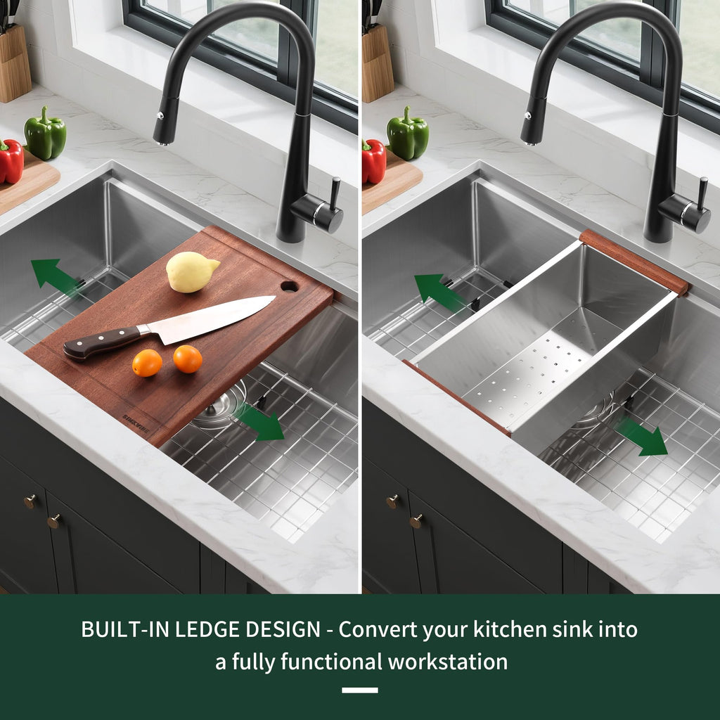 27-Inch Undermount Kitchen Sink Workstation, Stainless Steel