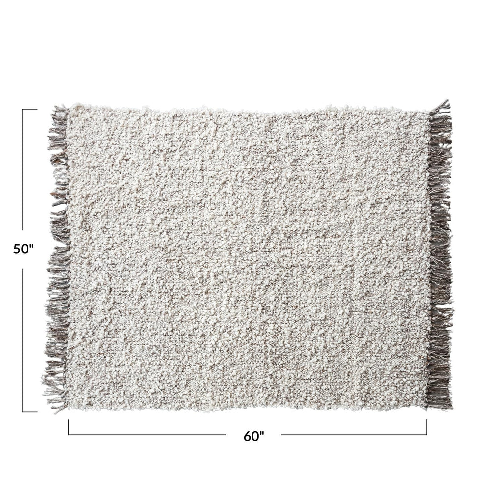 Cozy Haven Wool Blend Shag Throw, Natural and Grey Mélange