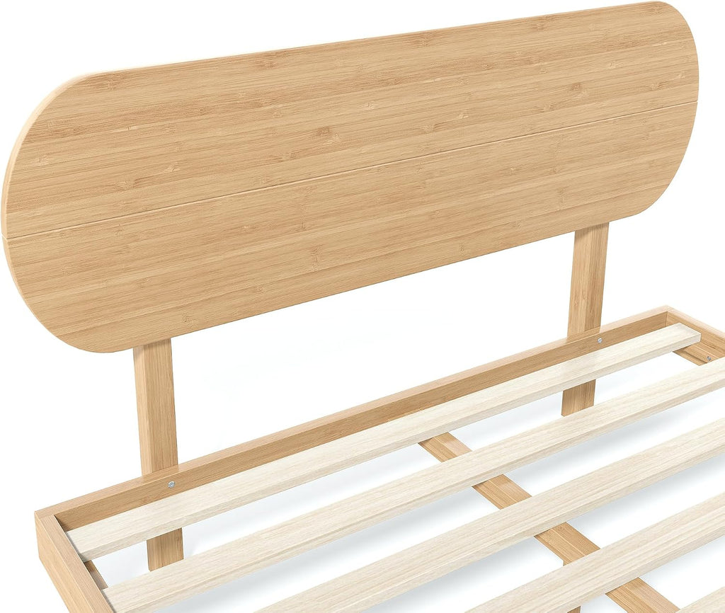 Queen Bed Frame with Headboard & Low Footboard, Bamboo Queen Size Bed Frame with Wood Slats Support 800LBS, Japanese