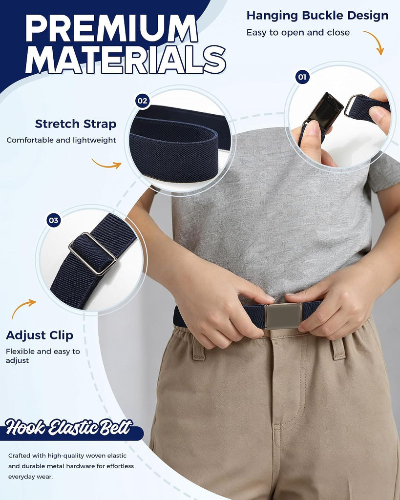 Kids Belt for Boy Elastic Adjustable Toddler Belt for School Uniform