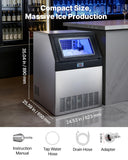 Commercial Ice Maker Machine, 440 lbs/24h with 85 lbs Storage Capacity, Built-in/Freestanding/Under Counter