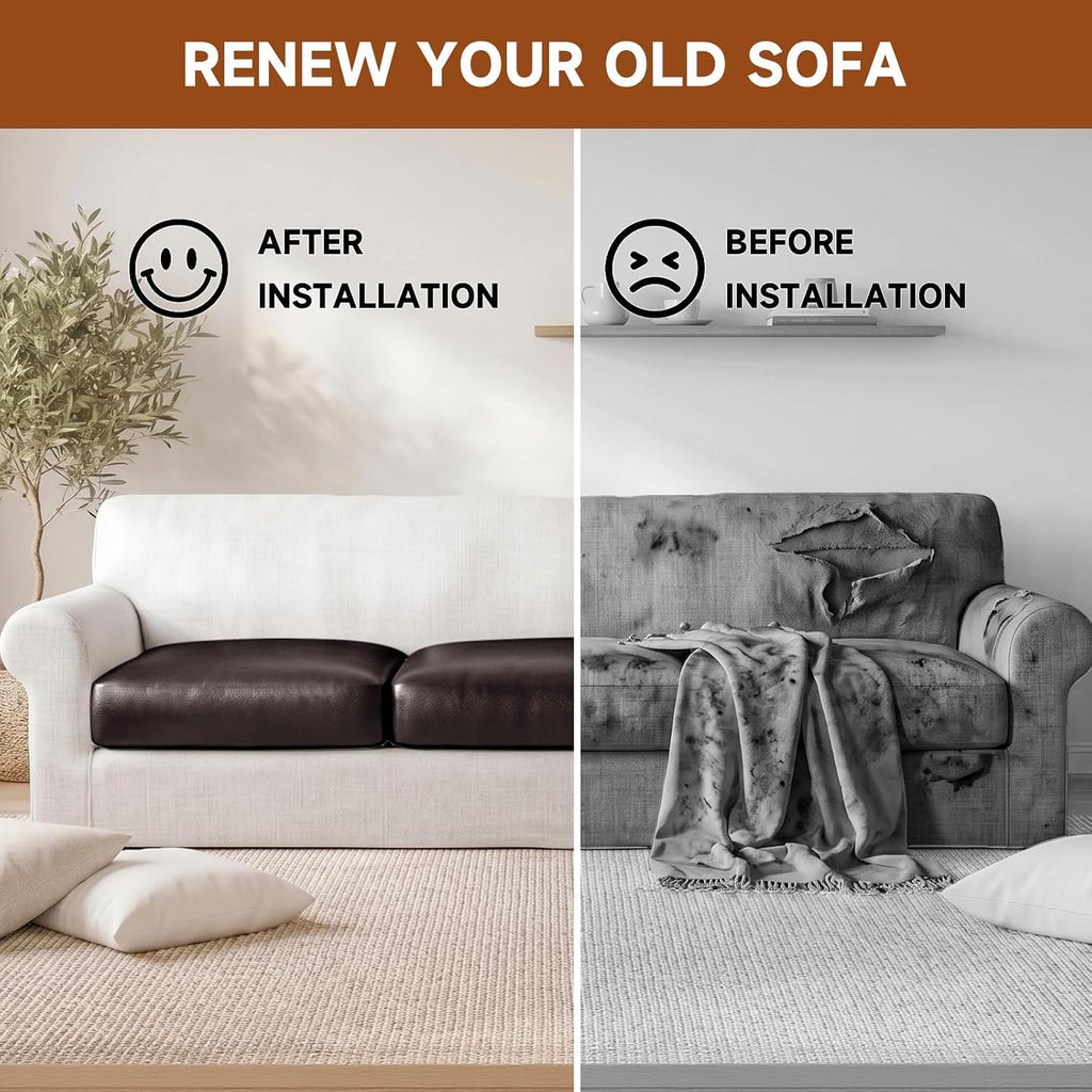PU Leather Individual Couch Cushion Covers Waterproof Wear-Resistant Sofa Seat Slipcovers, Pet Friendly Stretch