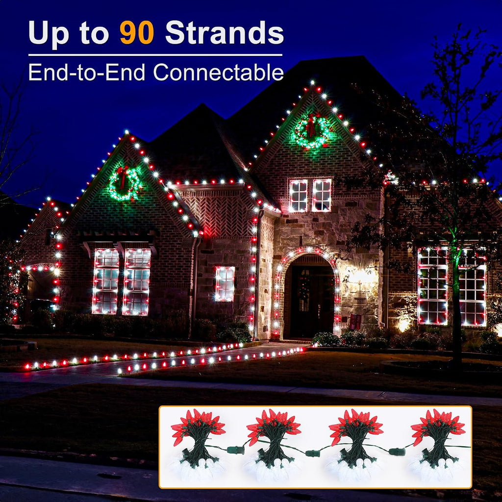 Red & White Christmas Lights, 33ft 50 LED C9 String Lights Outdoor