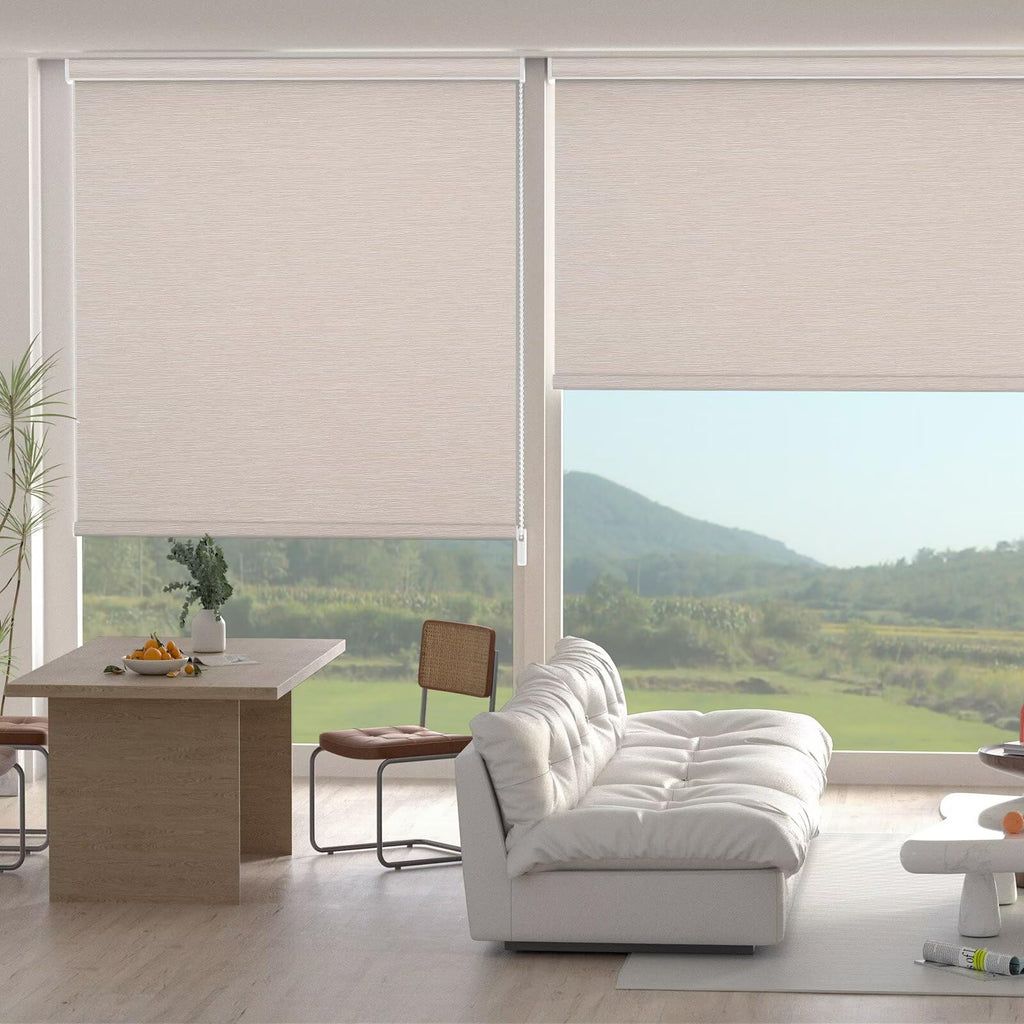 Size Custom Corded Roller Shades, Blackout Roller Window Blinds with Thermal Insulated, Easy Installation Brown