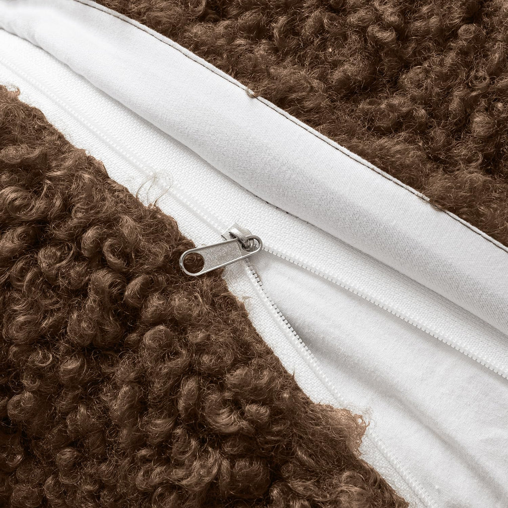 Faux Fur Throw Pillow Covers 20x20 Inch Drak Brown