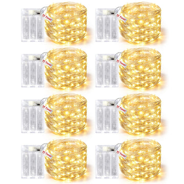 8 Pack Fairy Lights Battery Operated with Timer, 16FT String Lights