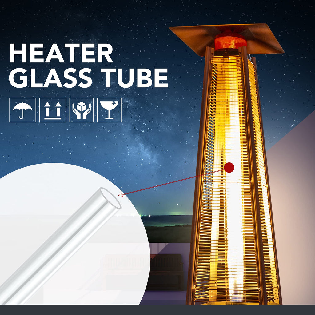 Patio Heater Glass Tube Replacement for 4-Sided Outdoot Patio Pyramid Heater, 49.5 inch tall