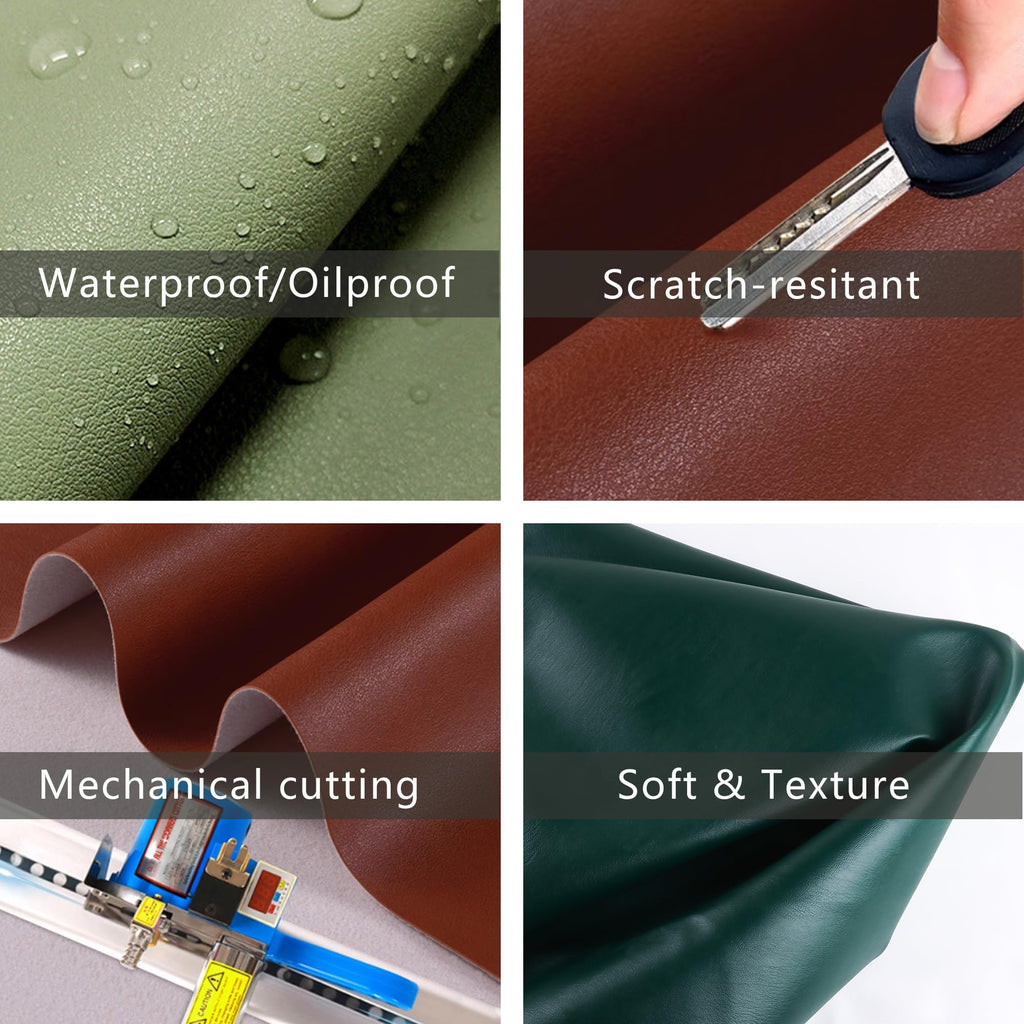 Faux Leather Sheet Fine Texture Surface One Yard Leather Fabric for DIY Crafting Thick Durable Synthetic Repholstery