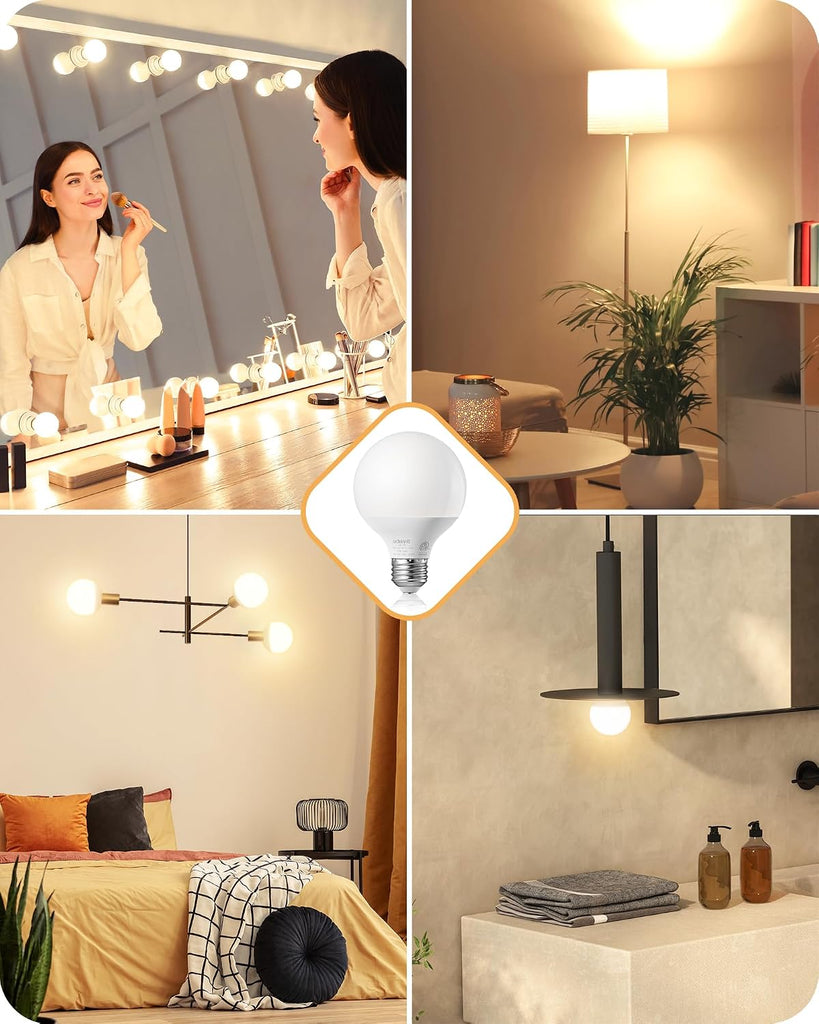 Vanity Light Bulbs, G25 LED Bathroom Light Bulbs, 25 Watt Equivalent Globe Light Bulb, CRI90+ 2700K Warm White 450LM