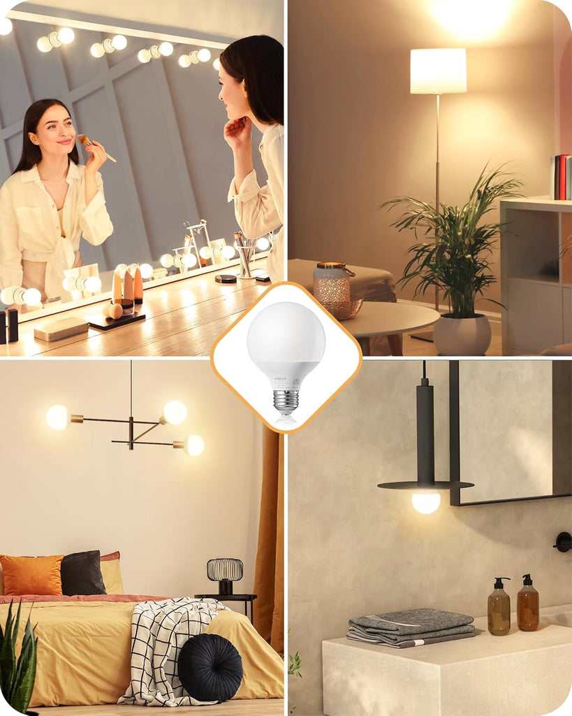 Vanity Light Bulbs, G25 LED Bathroom Light Bulbs, Globe 25 Watt Equivalent Light Bulb, CRI90+ 2700K Warm White 450LM