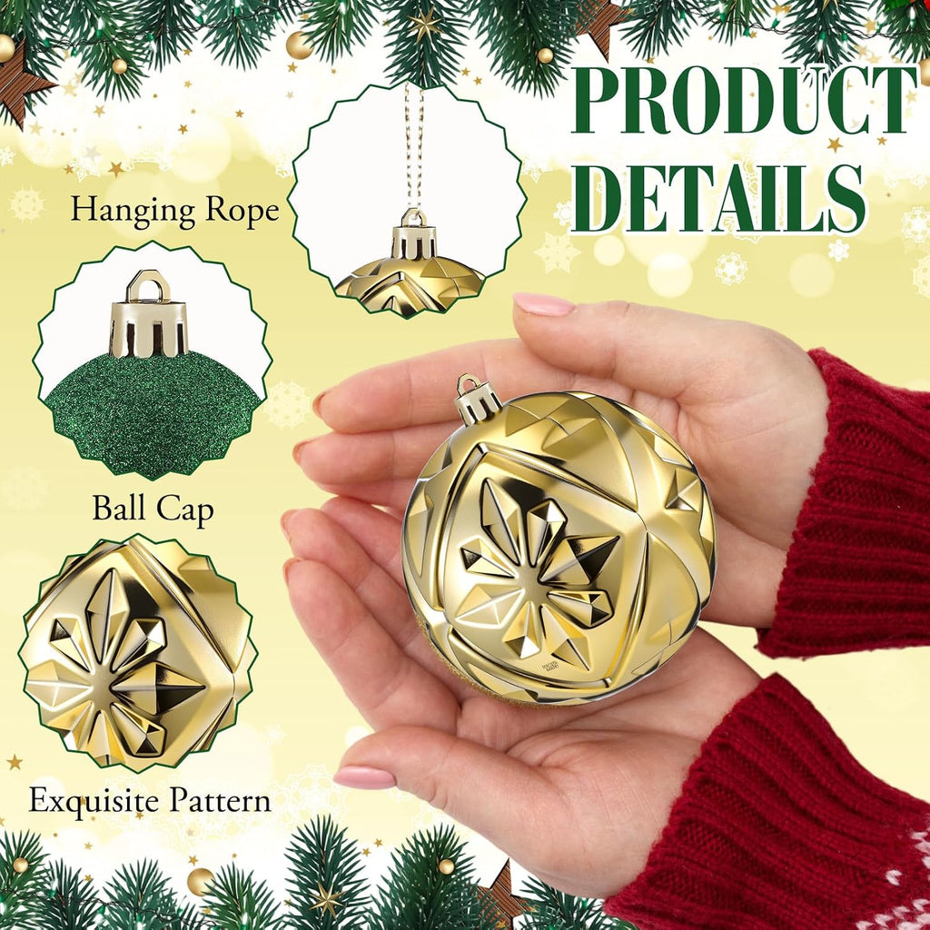Shatterproof Christmas Ball Ornaments,Red, Green, Gold - Set of 32