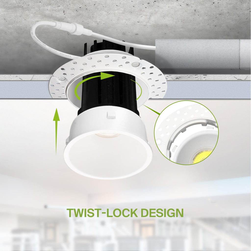 1 Inch Trimless LED Recessed Ceiling Light Fixture, Mud-in Canless Downlight with Junction Box, 5CCT Selectable