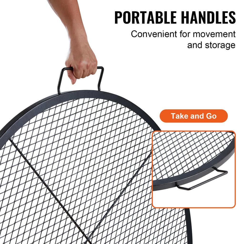 X-Marks Fire Pit Grill Grate, Portable Camping Cookware for Outside