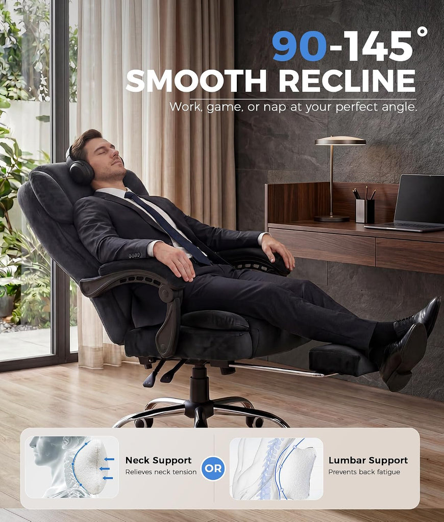 Big and Tall Office Chair with Pocket Spring Cushion & Ergonomic Lumbar Support for Lower Back Pain Relief, High Back