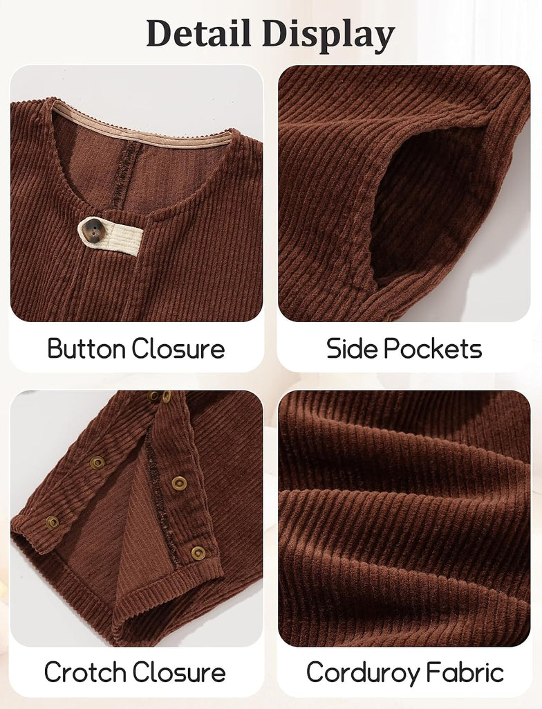 Infant Girl Baby Boy Corduroy Overalls Romper Button Suspender Big Pants Jumpsuit Outfit Clothes