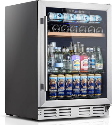 Mini Fridge 24 Inch Undercounter Beverage and Wine Cooler Refrigerator Built-in 