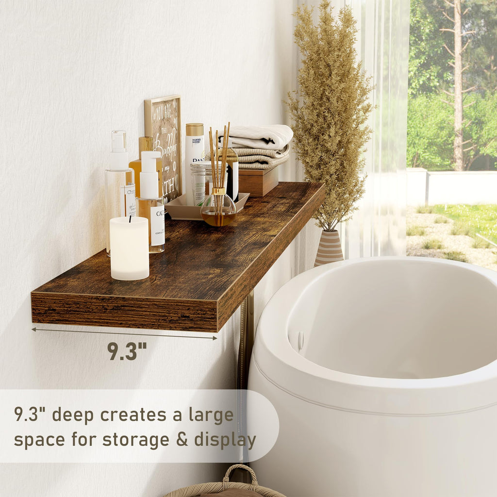 72 Inch Floating Shelves for Wall 2 Pack Shelves |Kitchen|Bathroom 72 x 9.3 Inch Wood Floating Shelf with Invisible