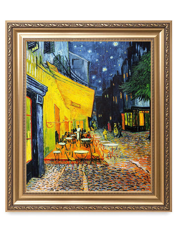 Vincent Van Gogh Wall Art Framed, Cafe Terrace at Night, 30x26''