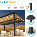 Louvered Pergola, 12' x 16' Outdoor Pergola, Metal Patio Gaz - Image 2