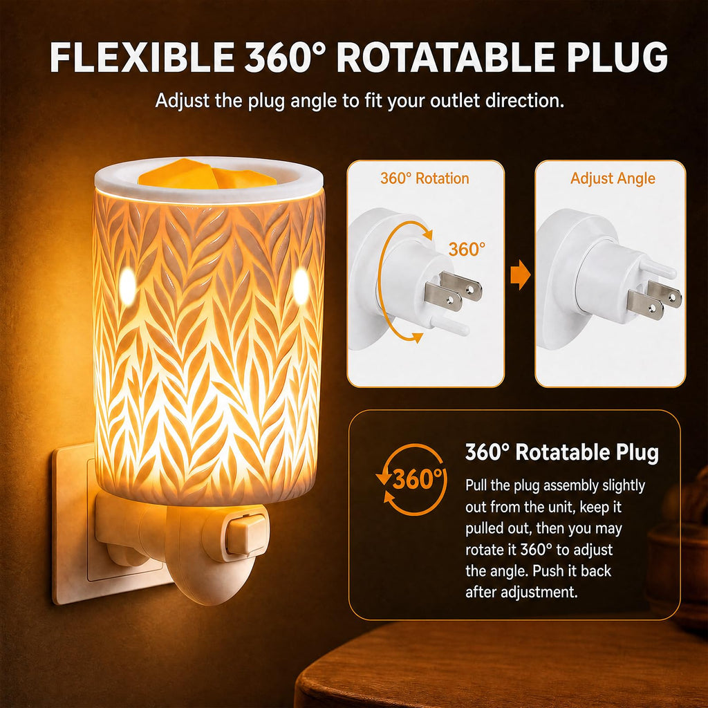 Plug in Wax Burner Electric Outlet Wall Plug-in Wax Melt Warmer with 7 Colors Halo House PTC Heating Pluggable Wax