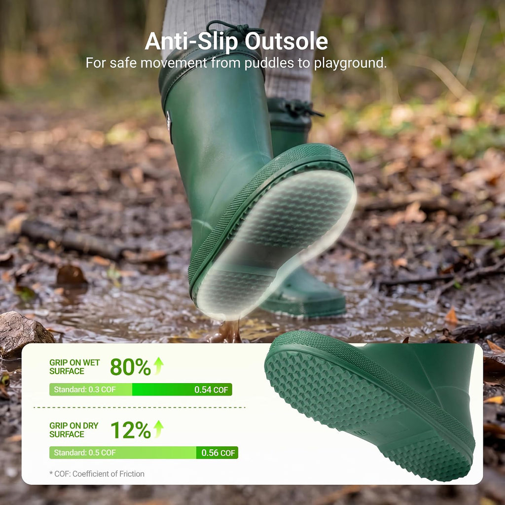 Kids Waterproof Drawstring Rain Boots