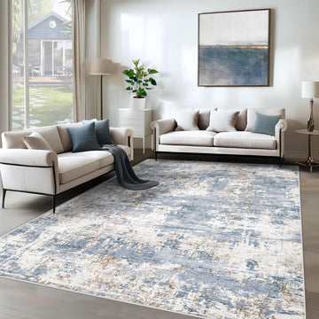 6x9 Area Rugs for Living Room, Washable Modern Abstract Large Area Rug Neutral Soft Non Slip Kids Rug Stain Resistant