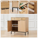 31 inch Sideboard Buffet Cabinet with Drawer, Modern Fluted Credenza with 2 Doors & Adjustable Shelf